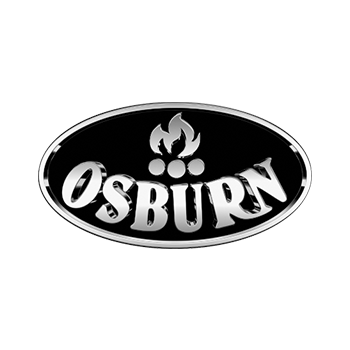 Osburn circle logo with flames above Osburn.