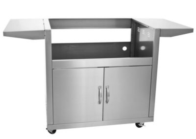 Stock photo of Blaze Cart for Traditional and LTE stoves. Two drawers on the bottom and shelves on each side.