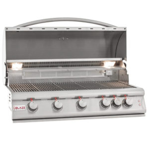 Stock photo of N3 24 freestanding grill - with six knobs on the top and an arched handle.