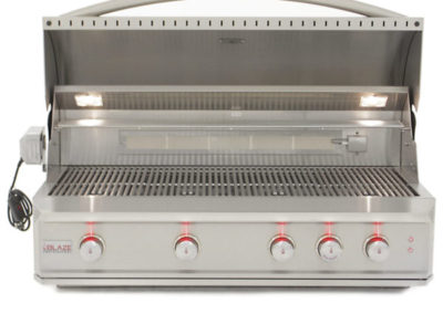 Stock photo of N4 01 freestanding grill with five knobs.