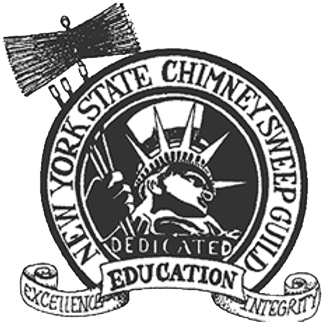 New York State Chimney Sweep Guild Emblem with Statue of Liberty in the middle of the circle.