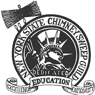 New York State Chimney Sweep Guild Emblem with Statue of Liberty in the middle of the circle.